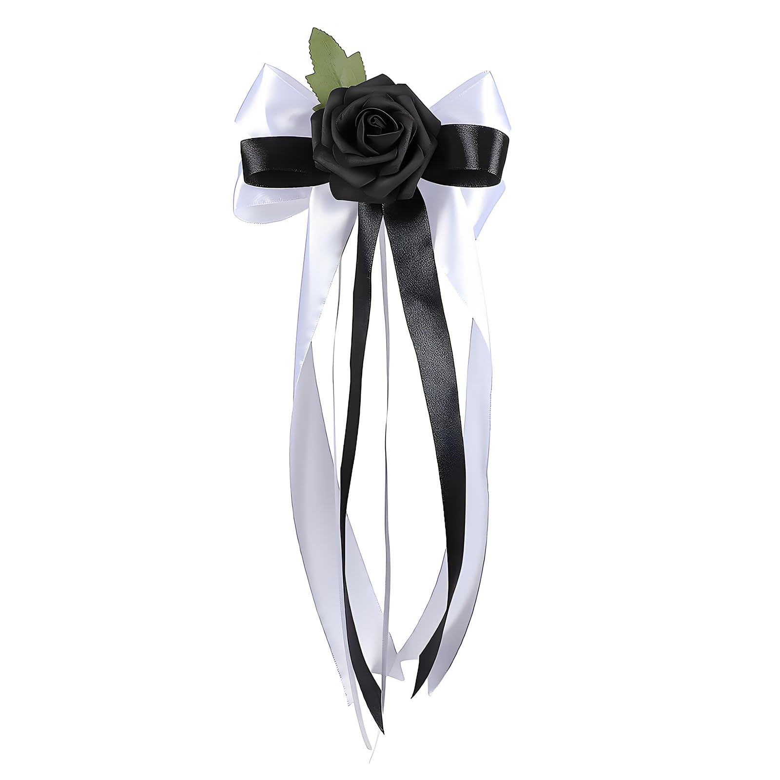 APGLSXY Rearview Mirrored Decoration with Artificial Rose and Ribbon for Bridal Car Door Handle Bowknot Accessories Tender Wedding Car Bend