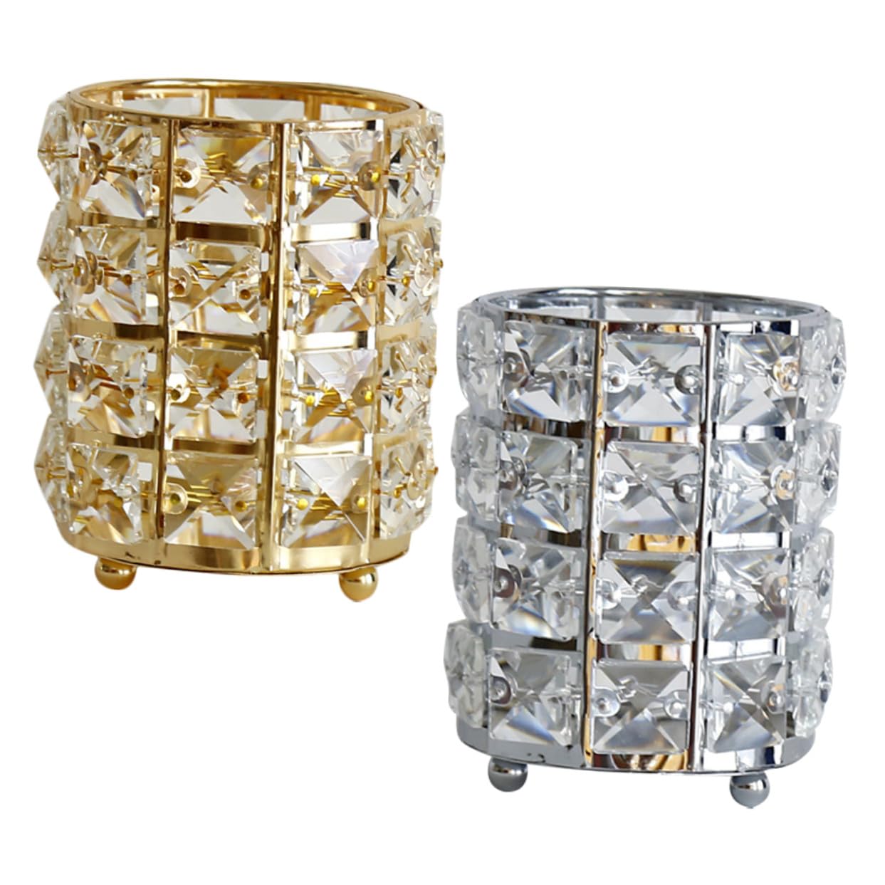 jojofuny 2 piezas Portalápices de Cristal Organizador Multifuncional para Brochas Maquillaje y Bolígrafos Almacenamiento Transparente para Escritorio Oficina y Estudio con Diseño Elegante