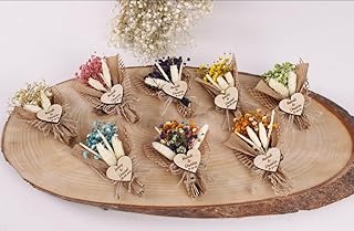 Lot de 10 aimants rustiques pour invités - Mini bouquet de fleurs sèches - Cadeaux personnalisés