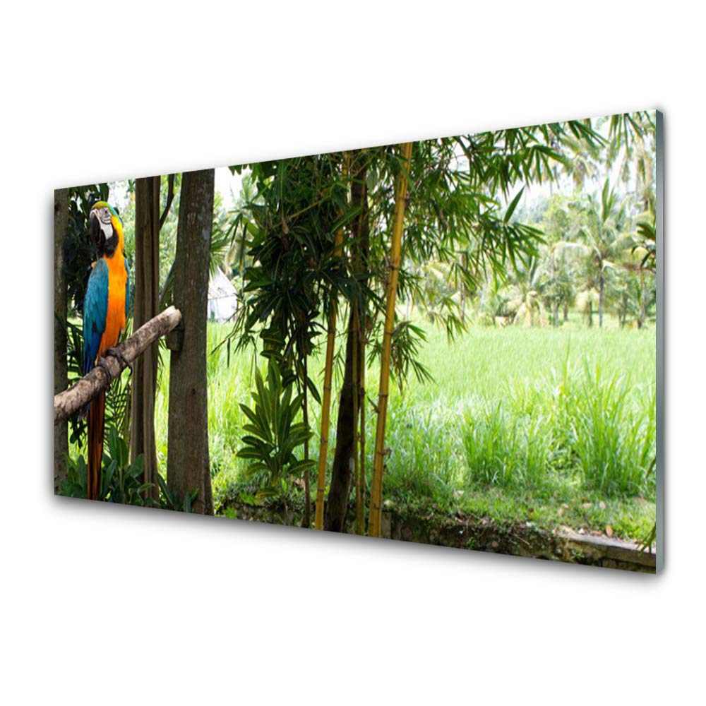 Tableau mural moderne en verre trempé 100x50 cm avec motif nature vibrant et 4 crochets inclus