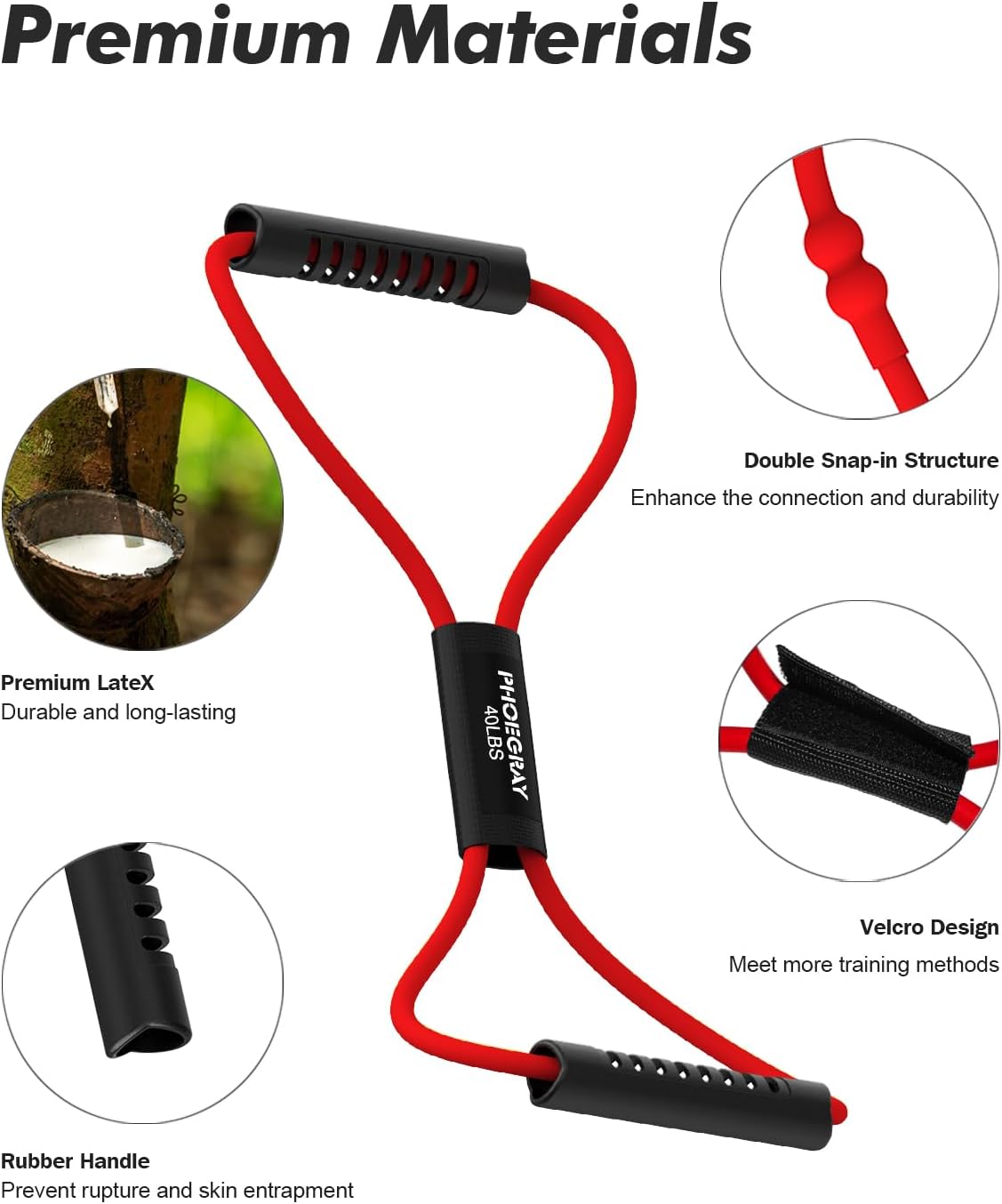 12 Pack Figure 8 Resistance Bands Set - Exercise Bands for Back, Arms, Shoulders & Legs - Ideal for Stretching, Physical Therapy, Yoga, Pilates - Home Gym Equipment for Women & Men