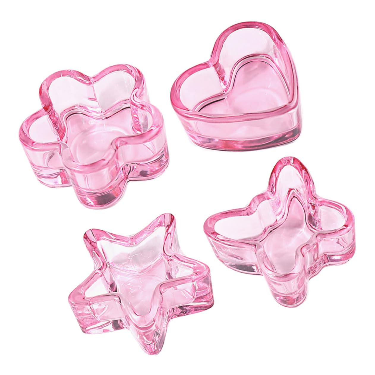 4pcs Nail Art Accessories Pink Heart Monomer Dish Cup Glass Nail Dappen Dish