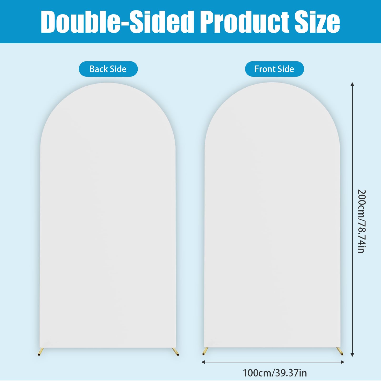 Arche Mariage Toile de Fond 100x200cm - Housse Arche Mariage Double Face Ronde pour Mariages, Fête, Cérémonie, Banquet(Blanc)