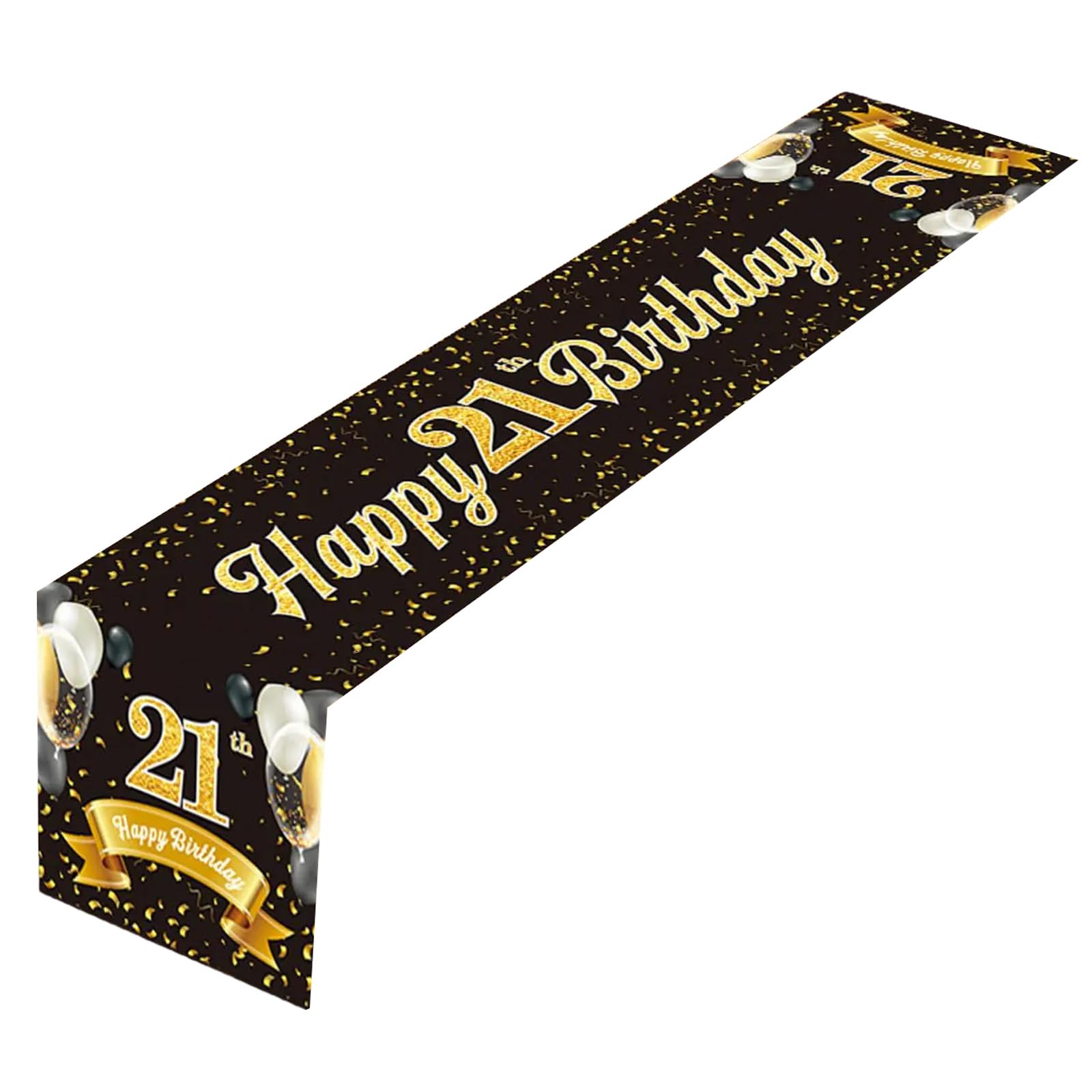 NVOQILIN Stylish Black Gold Table Runner Table Cloth Tablecloth for Birthday Celebration 180x35cm Decorative Cloth Black Gold Runner