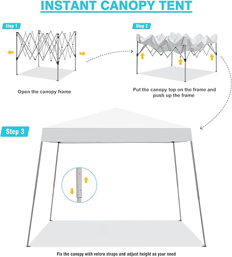 Miniatura 3 de Tienda de campaña, toldo desplegable de 10 x 10 pies, patas inclinadas al aire libre con bolsa de transporte, refugio de cenador portátil para