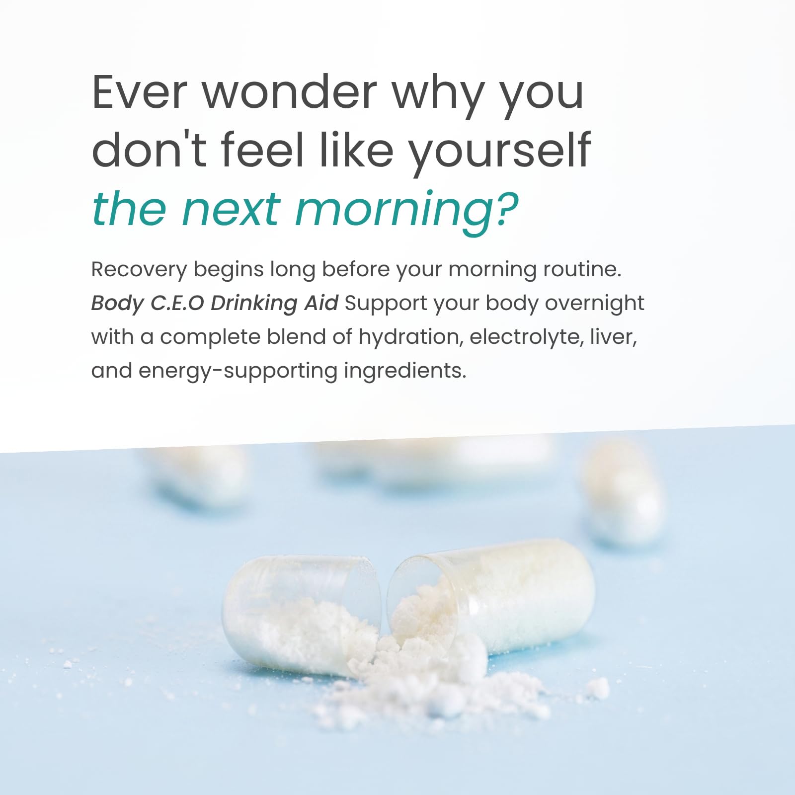 Body C.E.O. After Drinking Aid for Electrolyte Recovery, 60 Veggie Capsules — Amazon image 4