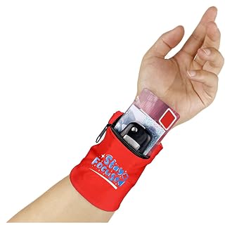95MILES GARMENTS Red Stay Focused Wrist Band Wallet Wrist Pouch for Multiuses Wristband Wallet for Sports Gym Exercise Outdoor Activities Zipper Type