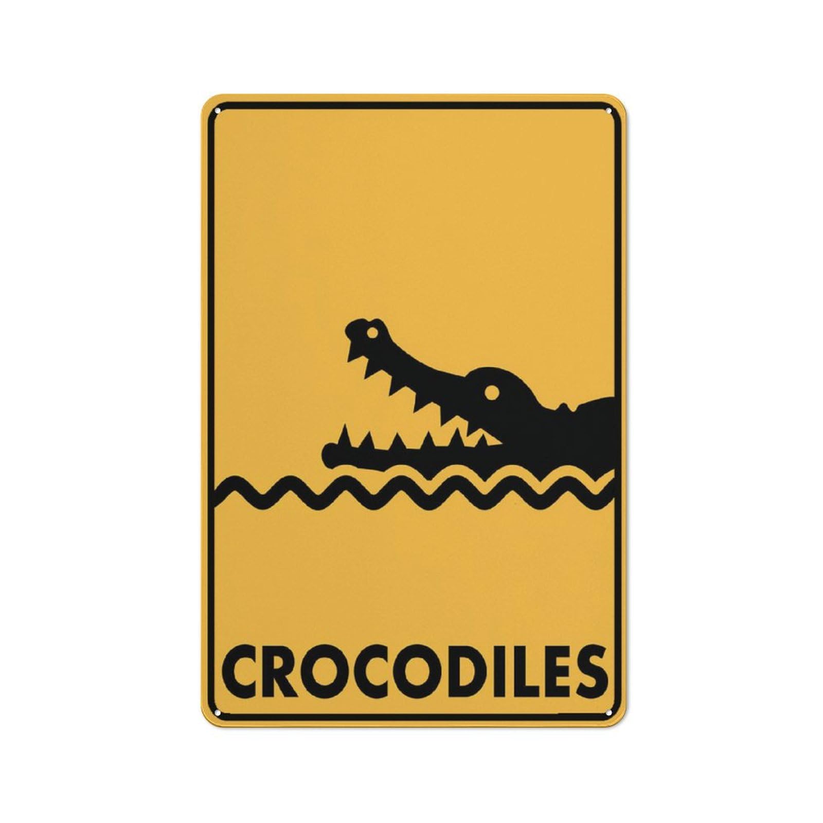 Crocodile Warning Symbol Sign - UV-Ink Printed Aluminum 12"x8", Fit for Outdoor Use