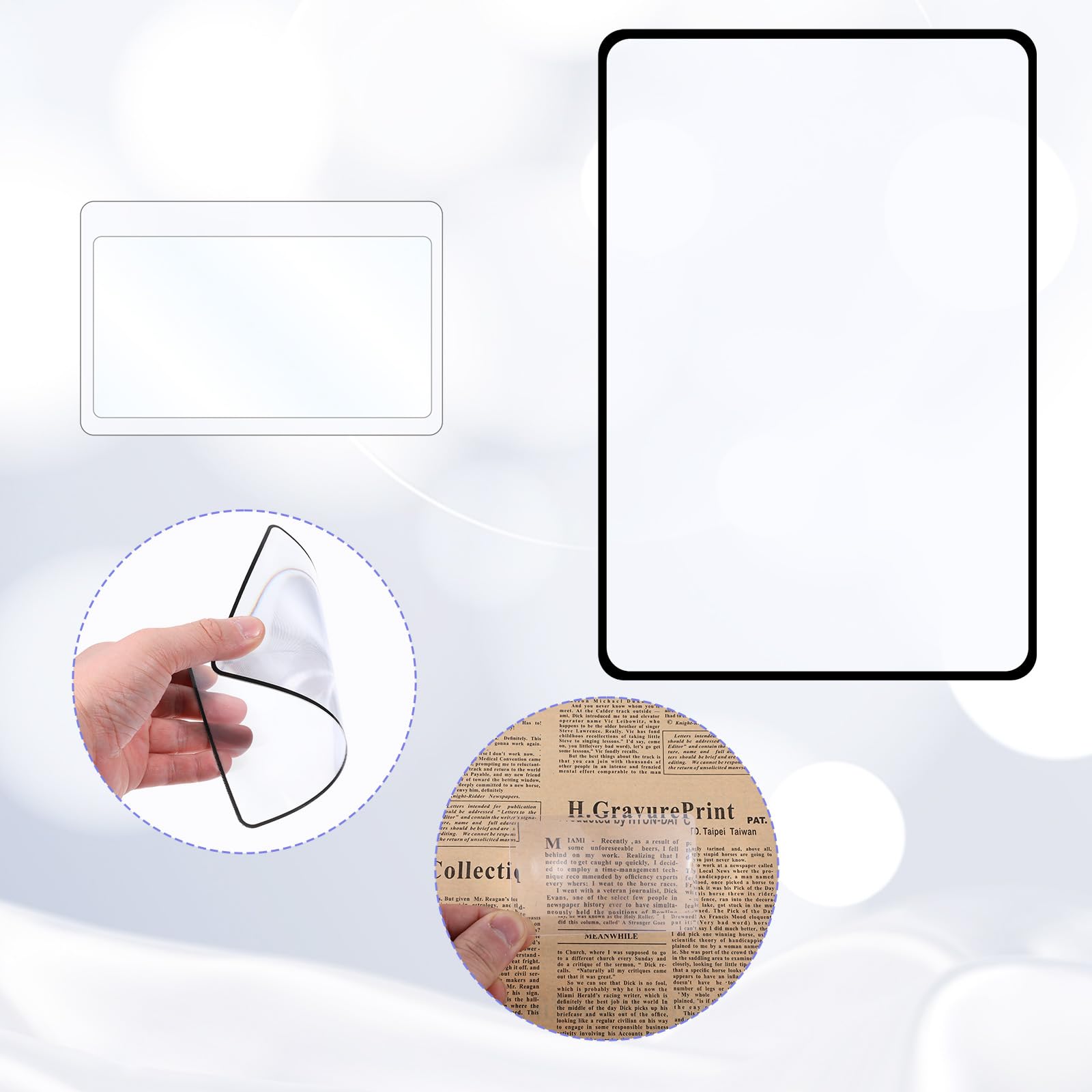 6 lupas de página completa, 3 lupas de página completa, lente Fresnel de plástico para personas mayores y personas con baja visión, lectura de impresiones pequeñas, mapas y libros, lupas rectangulares
