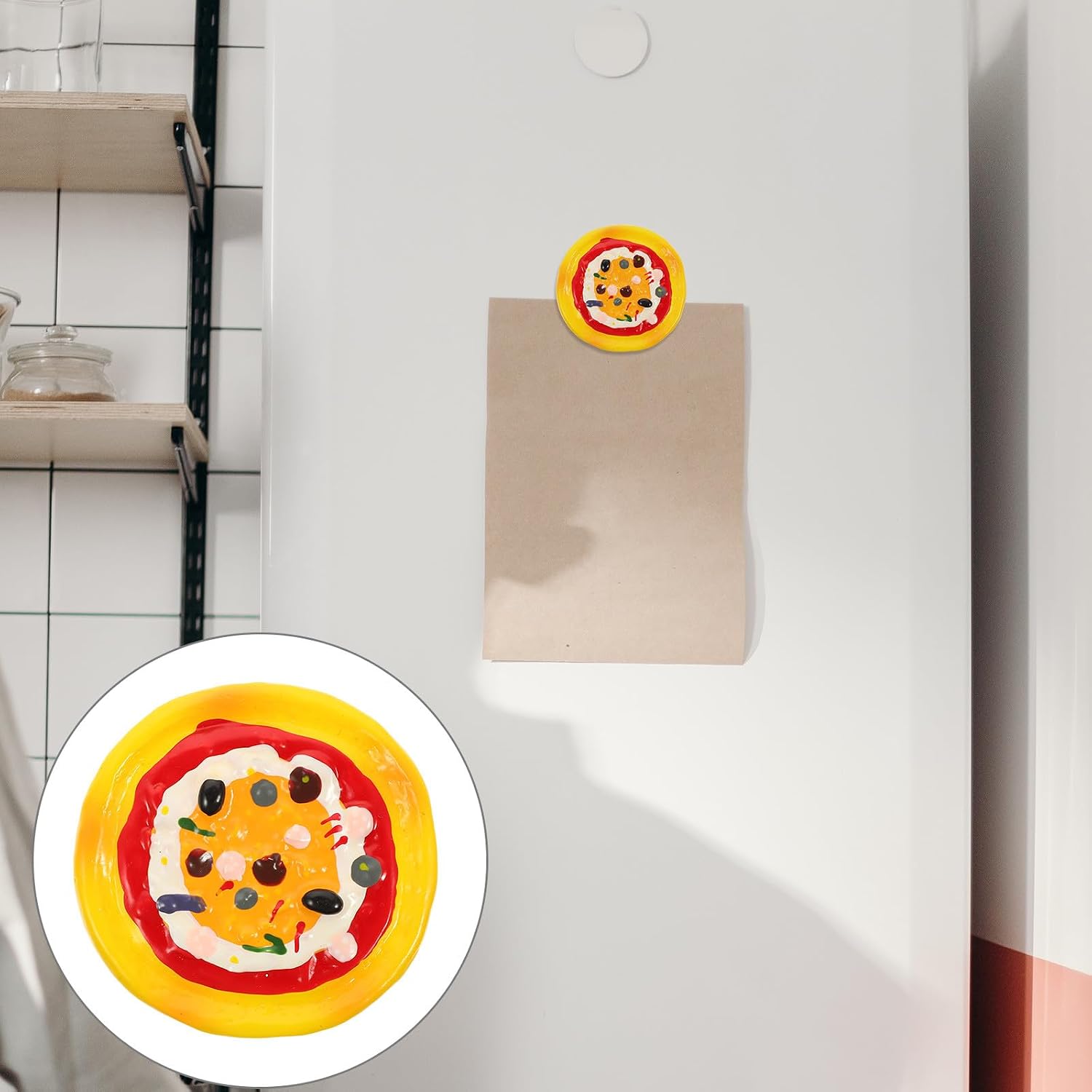 Resin Refrigerator Magnet Pizza Shaped Realistic for Photos and Paper image 4