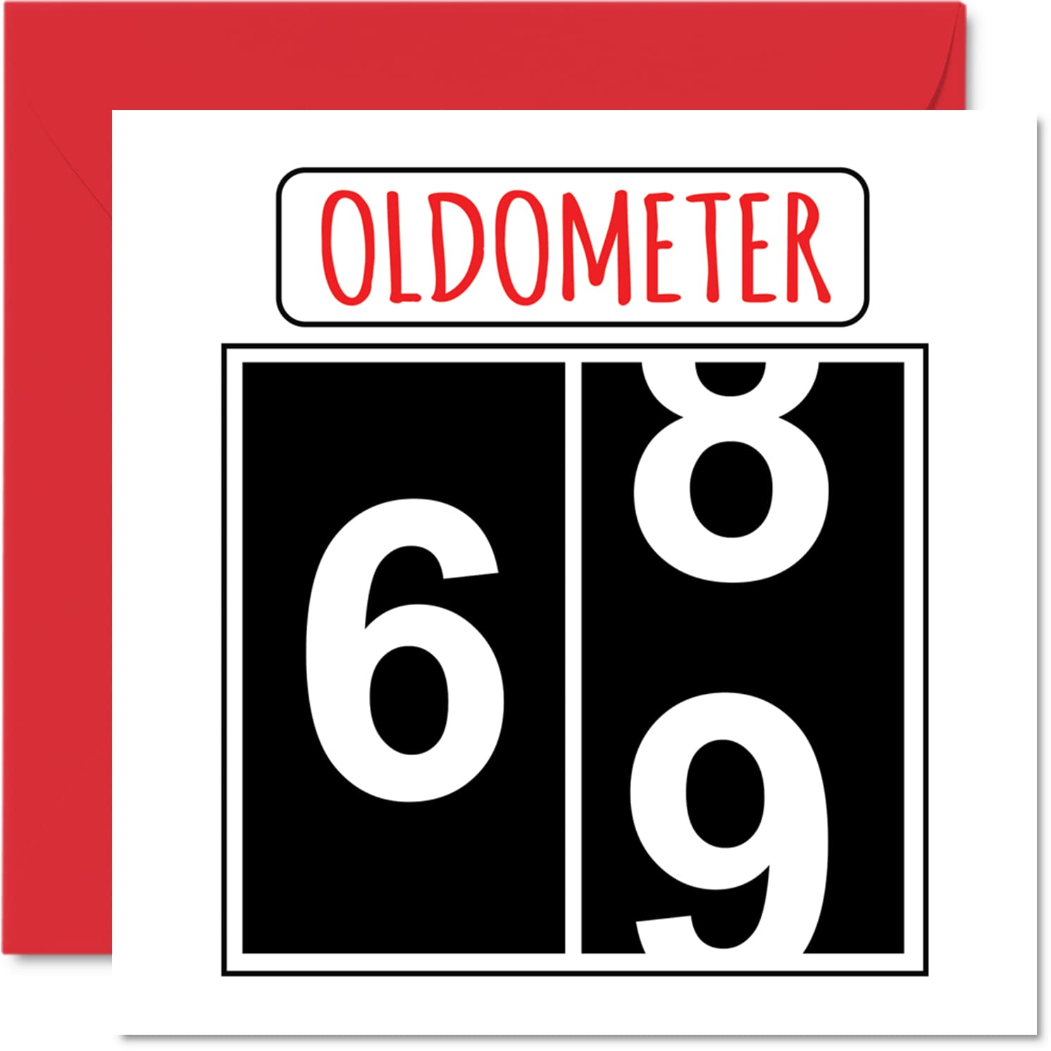 Stuff4 Fun 69th Birthday Cards for Men Woman - Oldometer - Happy Birthday Card for Dad Mom Grandpa Nanny Grandma Gran Uncle Aunt Cousin, 5.7 x 5.7