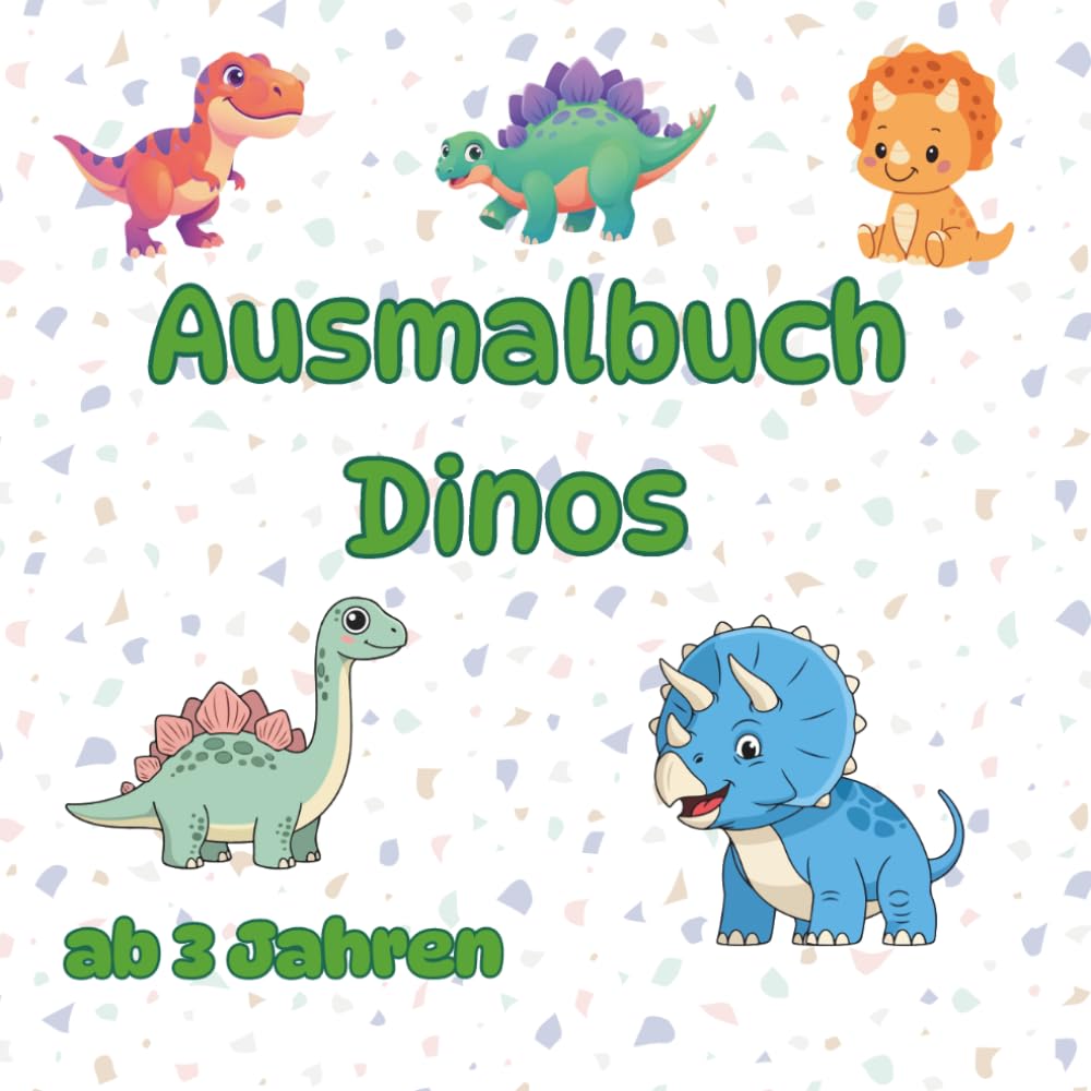 Ausmalbuch - Dinos - für Kinder ab 3 Jahren: 50 Ausmalvorlagen | Kreativität und Feinmotorik | einseitig gedruckt | bunter Malspaß