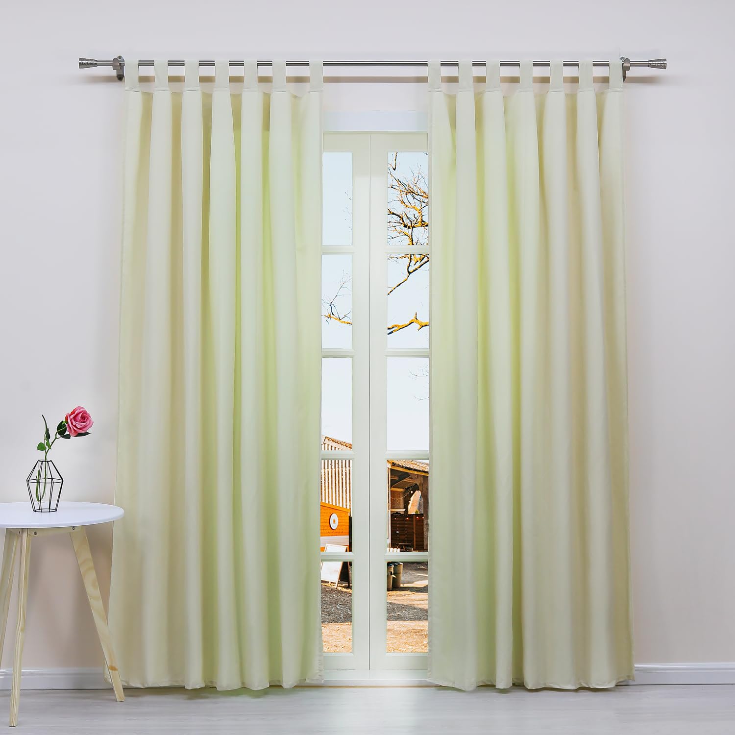 Tenda In Microfibra Semioscurante – Tessuto In Poliestere, Colore Verde Con Volantino, 140x225 Cm (Larghezza X Altezza)
