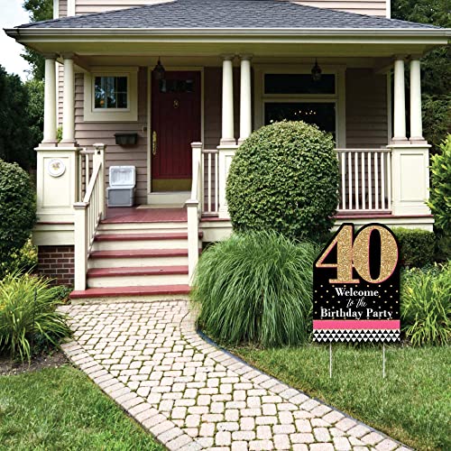 Chic 40Th Birthday - Pink, Black And Gold - Party Decorations - Birthday Party Welcome Yard Sign #TOP2