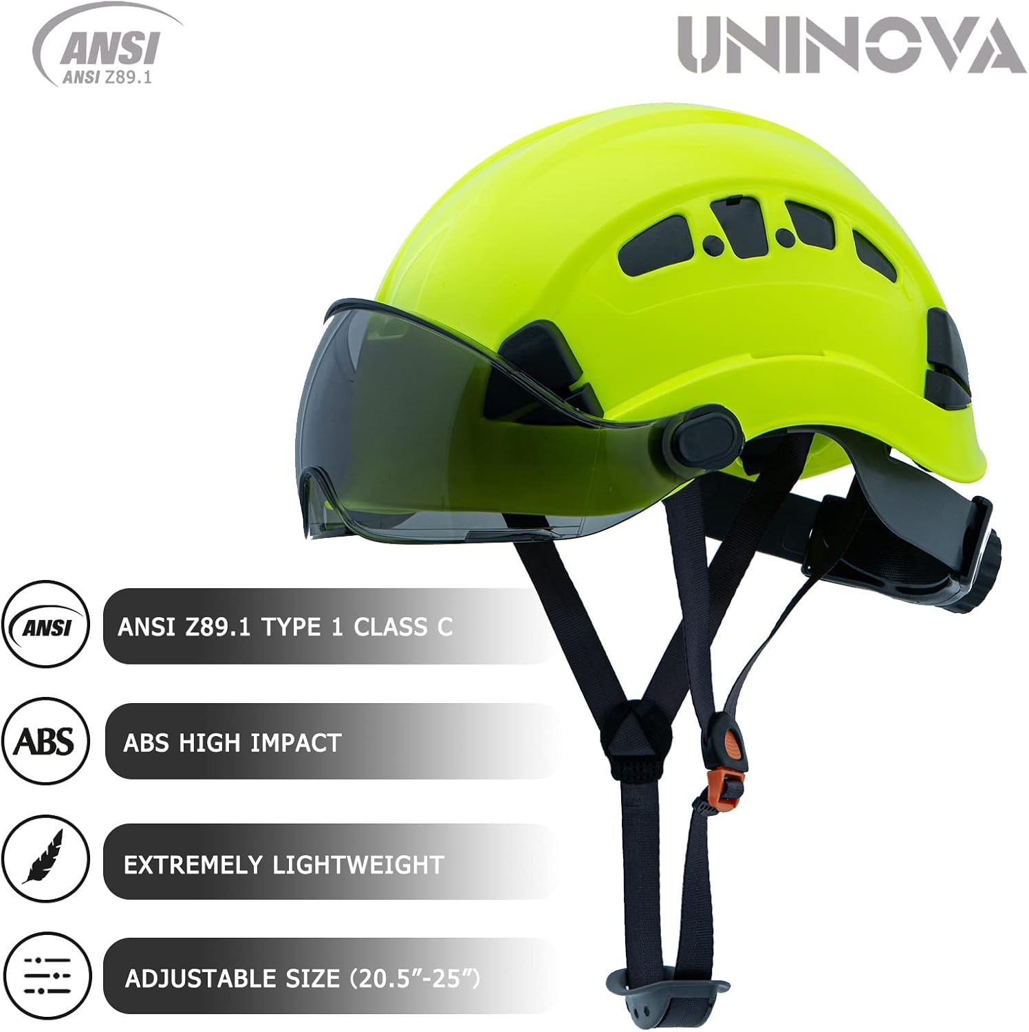 Buy UNINOVA Safety Hard Hat with Visor ANSI Z89.1 Approved Helmet
