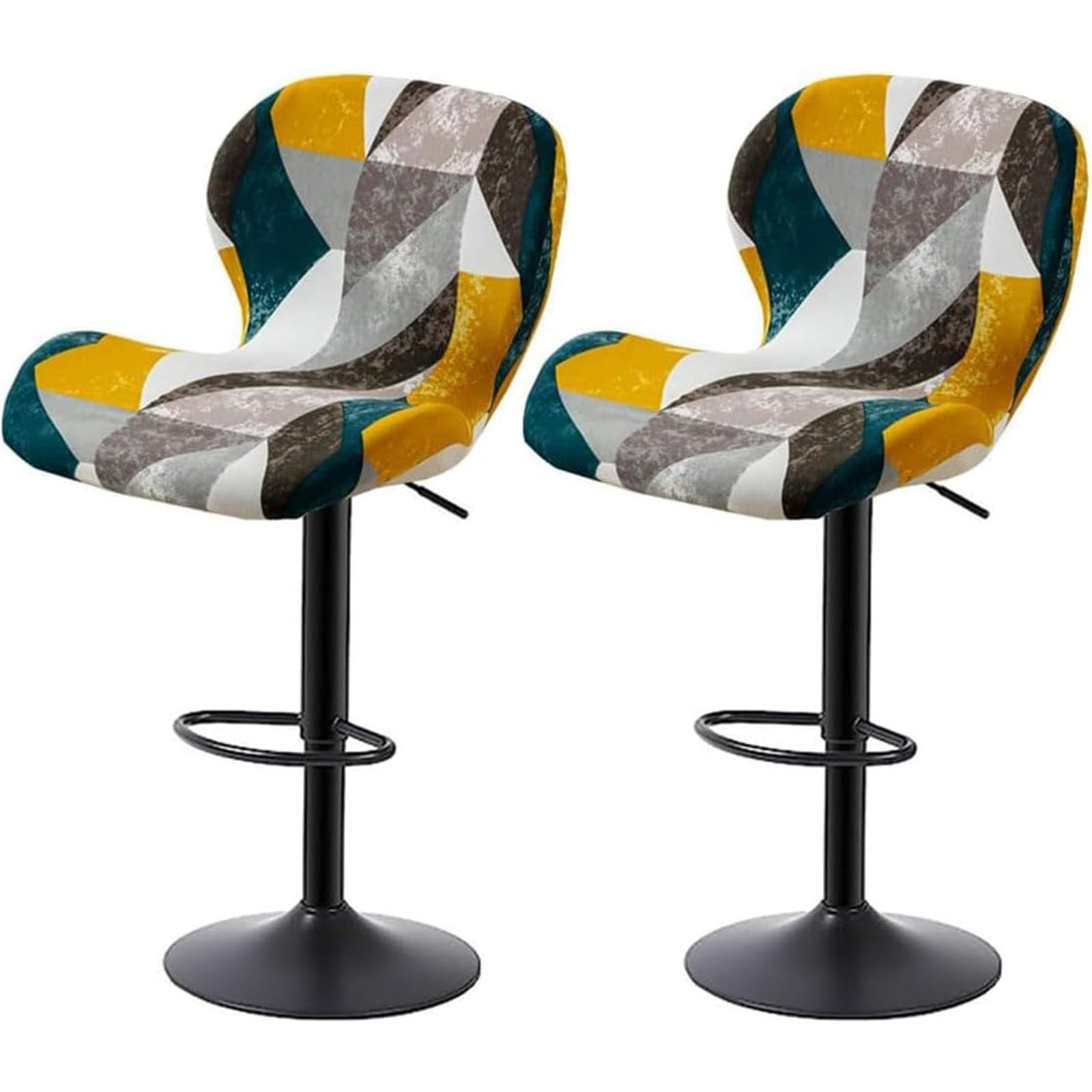 Leomix A Stretch Printed Bar Stool Cover Set Of 1/2/4/6, Djustable Swivel Bar Stools Slipcover, Barstool Protector Covers For Dining Room Kitchen,,2Pack
