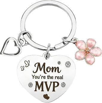 Mom Youre the Real MVP Keychain - Mothers Day Gift for Mom, Cute Key Ring for Mom Birthday Daily Use
