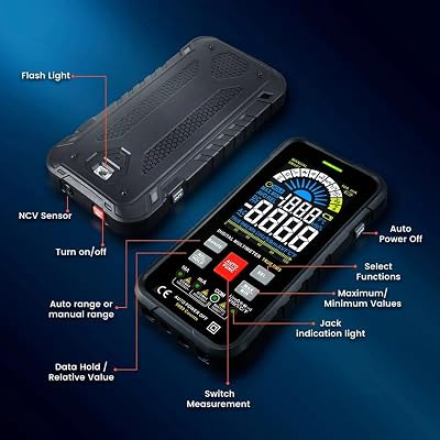 Smart Multimeter 9999 Counts True RMS Digital Smart Auto Range 1000V 10A Tester Meter Ohm Hz Capacitance