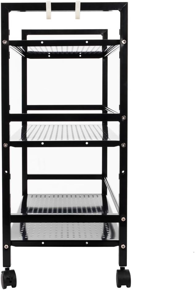 Henf 3 Shelf Kitchen Carts Metal Rolling Kitchen Cart Organizer Microwave Oven Stand, Kitchen Island Utility Metal Mesh Cart Baker Rack Shelving Unit with Lockable Wheels, Black