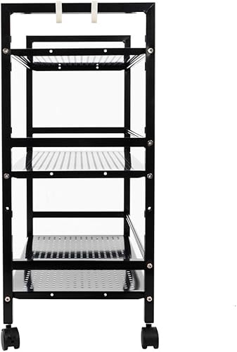 Miniatura 5 de Henf Carrito de cocina de 3 estantes organizador de carrito de cocina con ruedas con cerradura, soporte para horno de microondas, isla de cocina,