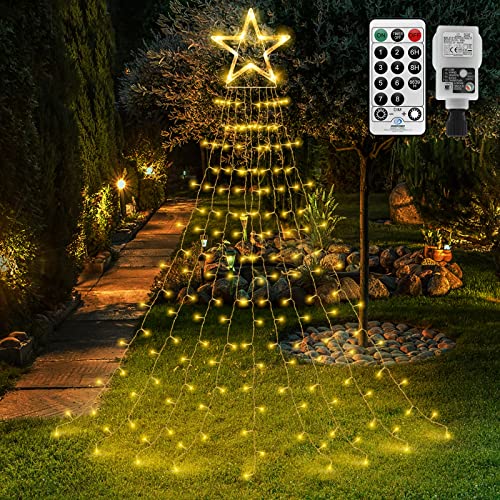 Rideau lumineux extérieur 335 LED blanc chaud et étanche avec prise