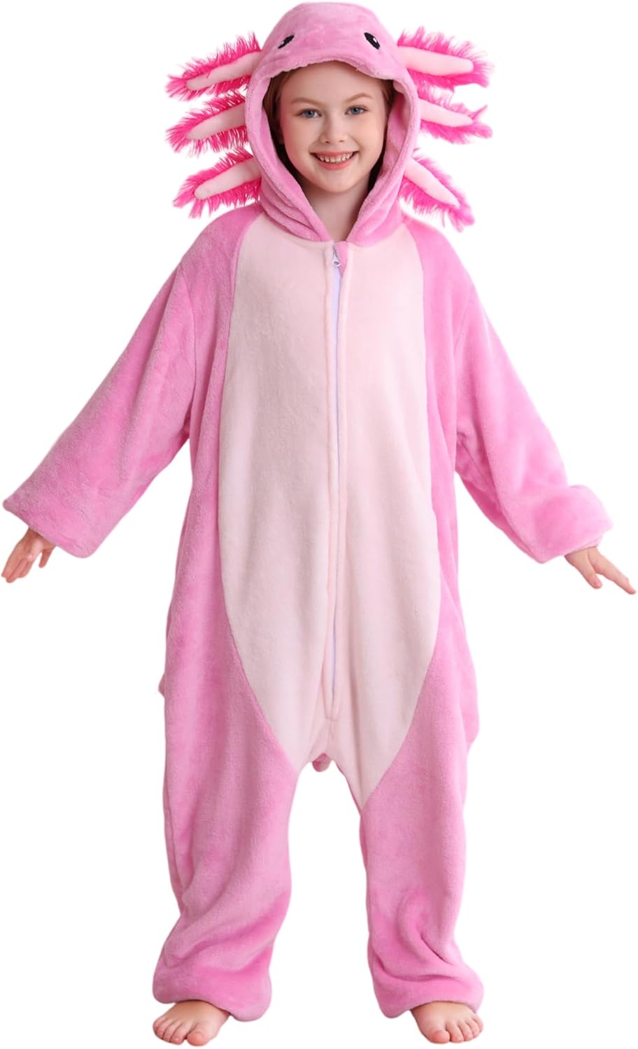 DELEY Onesie Costume Kids Halloween Christmas Costume Cosplay Sleepwear One Piece Animal Pajamas for 4-13 Axolotl