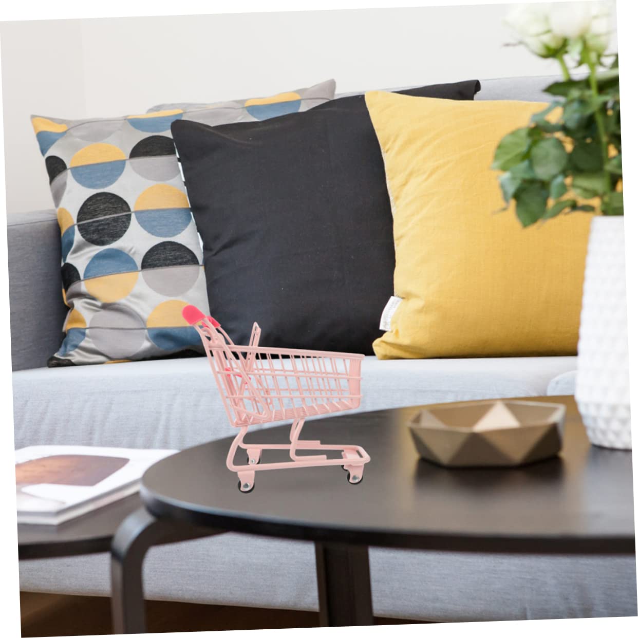 Vaguelly 1 Set Mini Shopping Cart Storage Baskets for Makeup Lightweight Compact Design for Home Decoration Playtime Fun