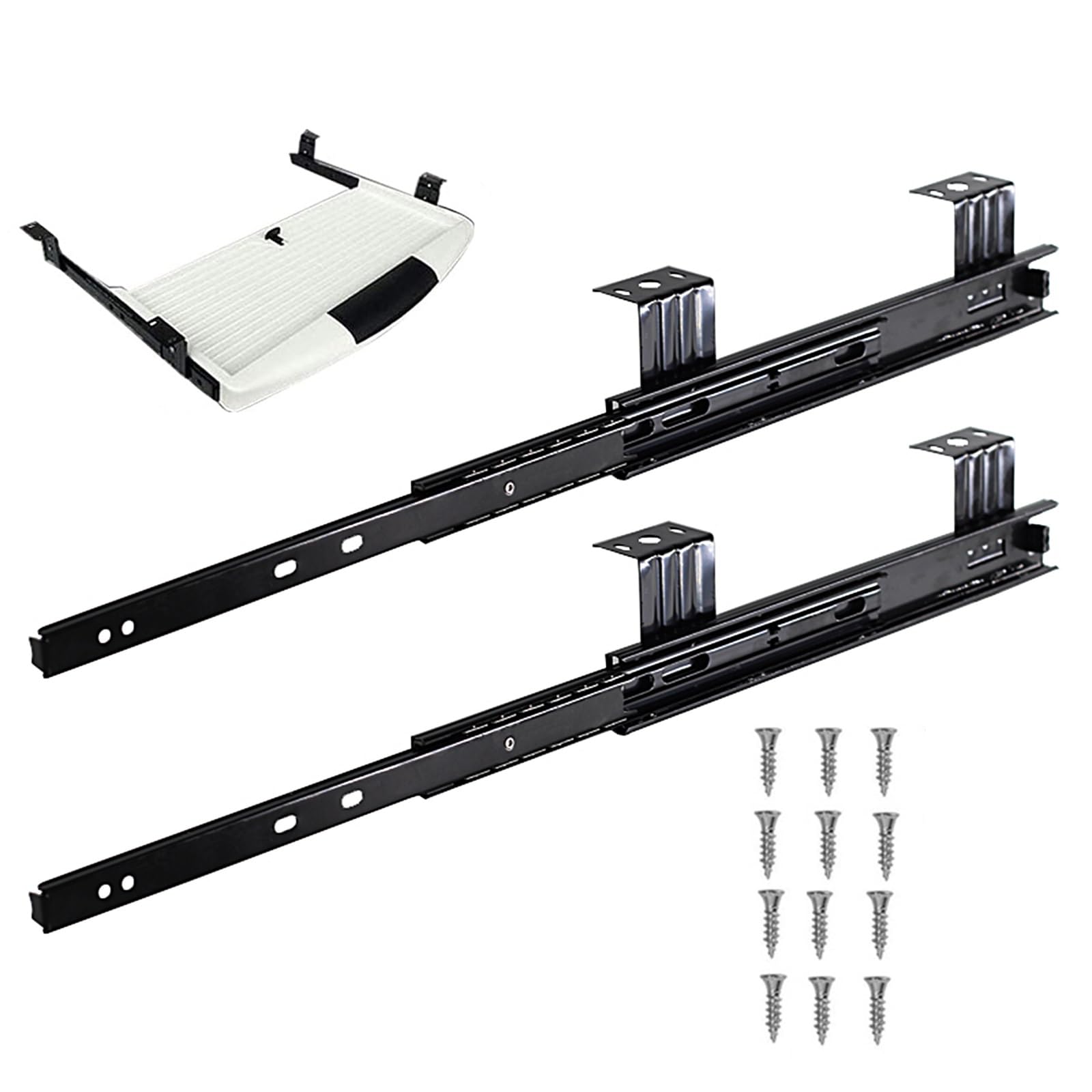 Ball Bearing Guides Full Extension Drawer Runner Slides 1-Pair Keyboard Drawer Slides Track 10inch 12inch, for Under Desk Computer Slide, Sliding Shelf/Table Extension Slide Rail