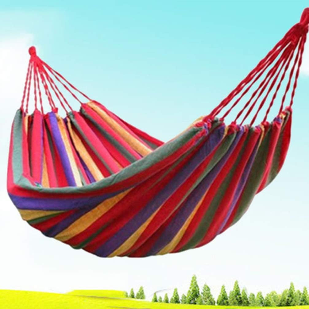 Outdoor Canvas Hammock Portable Hammock Portable with Carrying Bag for Patio Yard Garden (Red)