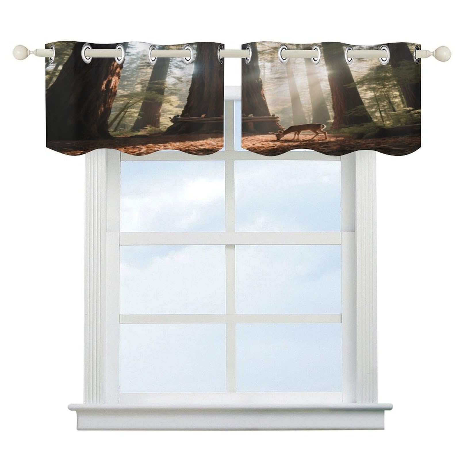 Fekiloot Style Giant Tree Forest Short Curtains Valance Curtain