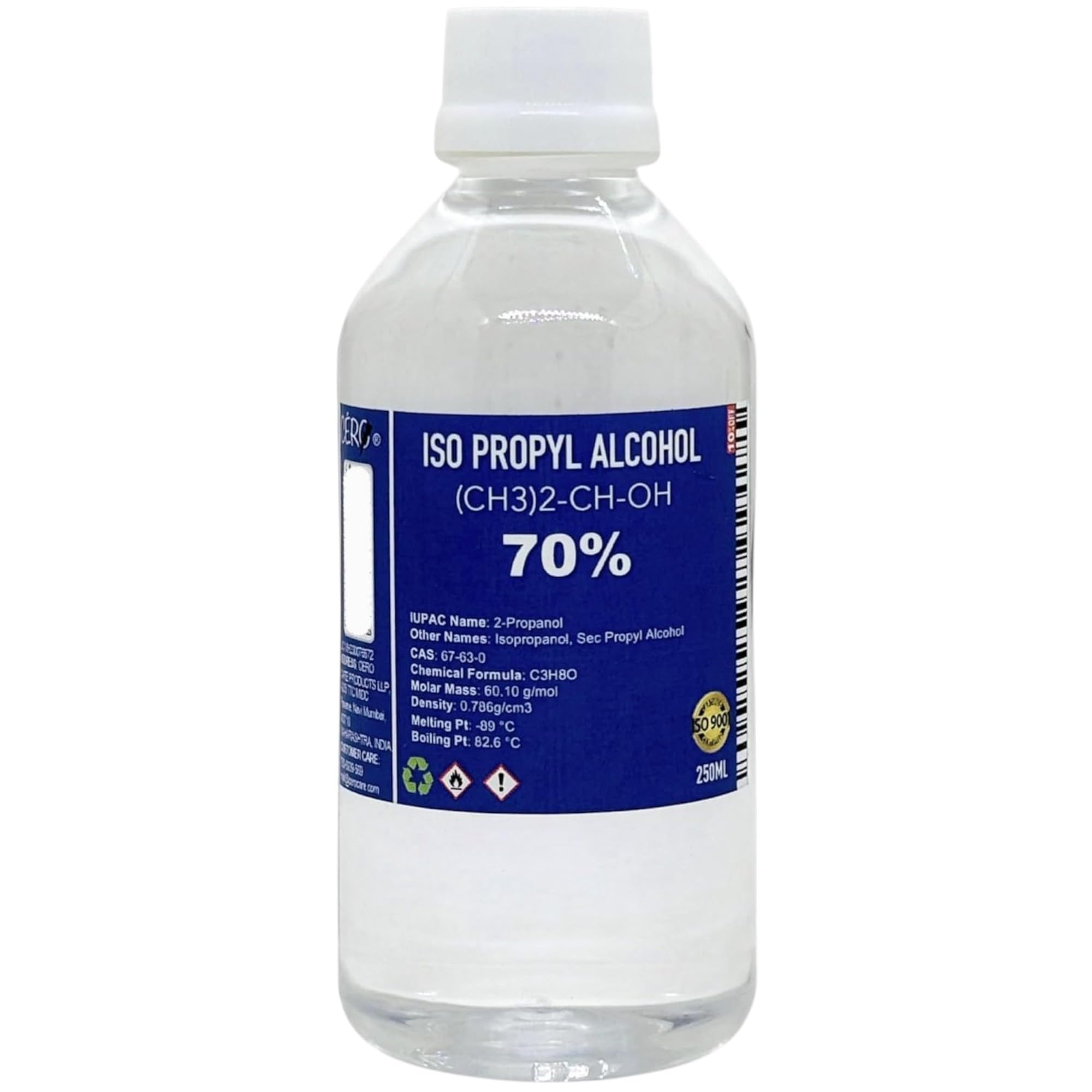 CERO ® IPA Isopropyl Alcohol for Cleaning, 70% Pure [(CH3)2-CH-OH] CAS: 67-63-0 (250ml)