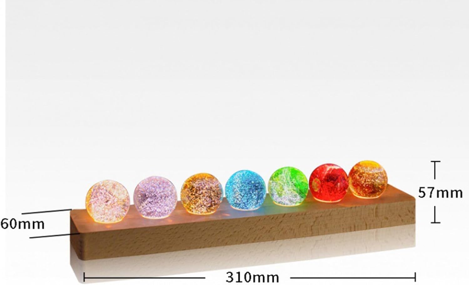 7 Colors 40mm Glowing Crystal Ball LED Lamp with Wooden Base Healing Sphere Balls for Women/Mom Birthday Chakras Spheres for Meditation Energy Balancing Home Office Decoration