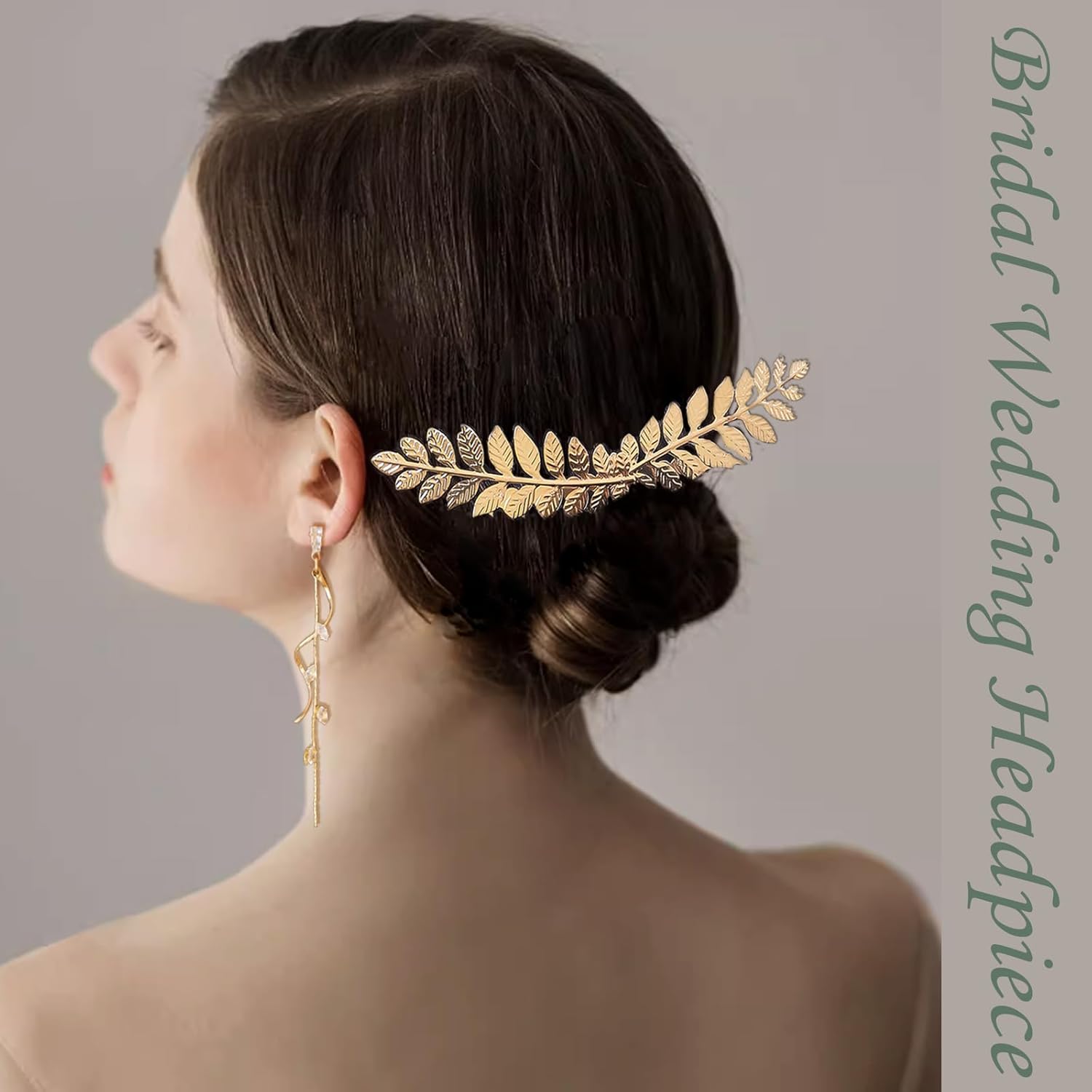 Greek Goddess Costume Accessories Set for Women Grecian Golden Laurel Leaf Headpiece Arm Cuff Bridal Wedding Earrings Halloween Roman Toga Costume Jewelry - Image 3