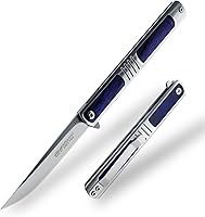 Vista 1 de Cuchillo plegable, cuchillo de bolsillo de 3.5 pulgadas para hombres con clip de bolsillo, mango de madera de bluewood, cuchillo plegable