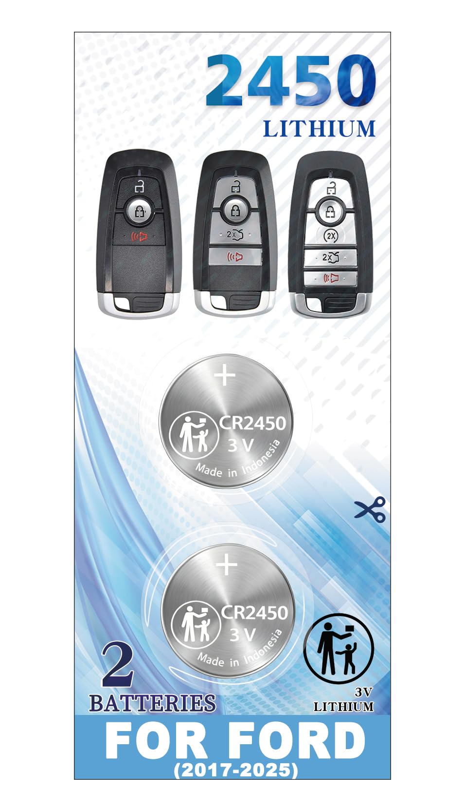 Key Fob Battery Replacement for Ford/Lincoln (2017-2025) F150 Explorer Edge Fusion Bronco Escape Mustang Expedition Nautilus Navigator Lightning Remote Battery CR2450-image-40