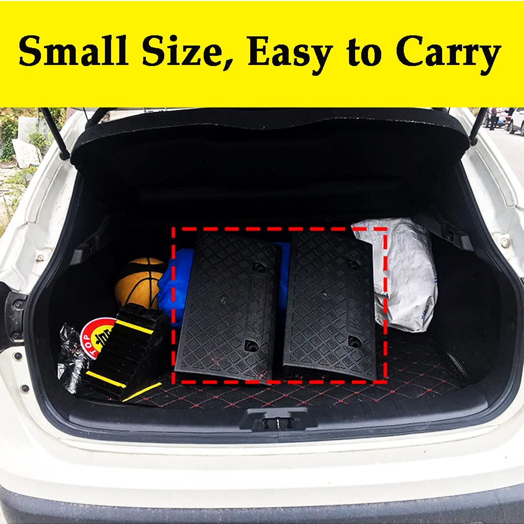 ANSNOW Rampes De Seuil Portatives De 5 À 5 Pouces, Rampes De Trottoir En Caoutchouc, Rampes De Chargement De Véhicules, Rampe De Remise Pour Scooter, Voitures Basses, Fauteuil Roulant, Camion, Moto