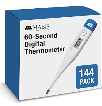 MABIS Digital Thermometer for Adults, Thermometer for Adults, Children and Babies, Oral Thermometer, FSA HSA Eligible Thermometer, Underarm Thermometer, Temperature Thermometer, 60 Seconds Readings Pack of 144