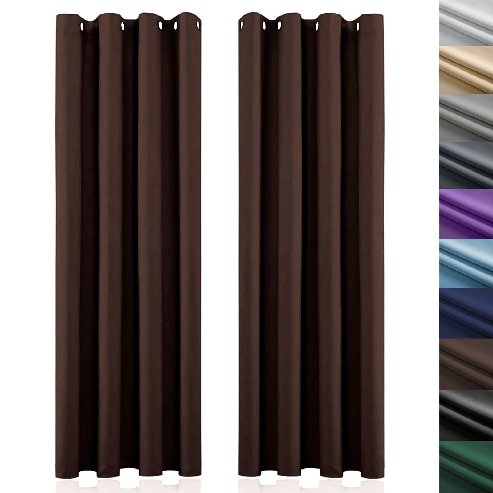 Opaques rideaux isolants thermiques polyester marron 160x220 de maison et chambre