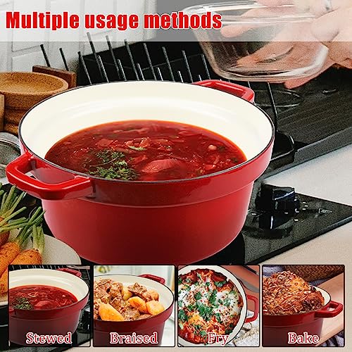 CUKOR 7QT Dutch Oven Pot With Lid, Ceramic Dutch Ovens for Sourdough Bread Baking, Enameled Cast Iron Bread Cooking Pot, Non-Stick, Oven Safe (10 Pcs Bread Paper Liners) - Thumbnail 6