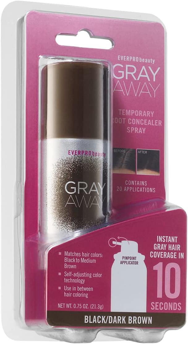 Everpro Gray Away Root Cover Up Spray 0.75oz - Dark Brown/Black
