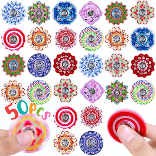 50 Pack Fidget Spinner for Kids Mini Sensory Fidget Toys Bulk Adults Kids with Autism ADHD, Anxiety Toys Stress Relief Fidgets Classroom Prizes Birthday Party Favors Pinata Stuffers Treasure Prize Box