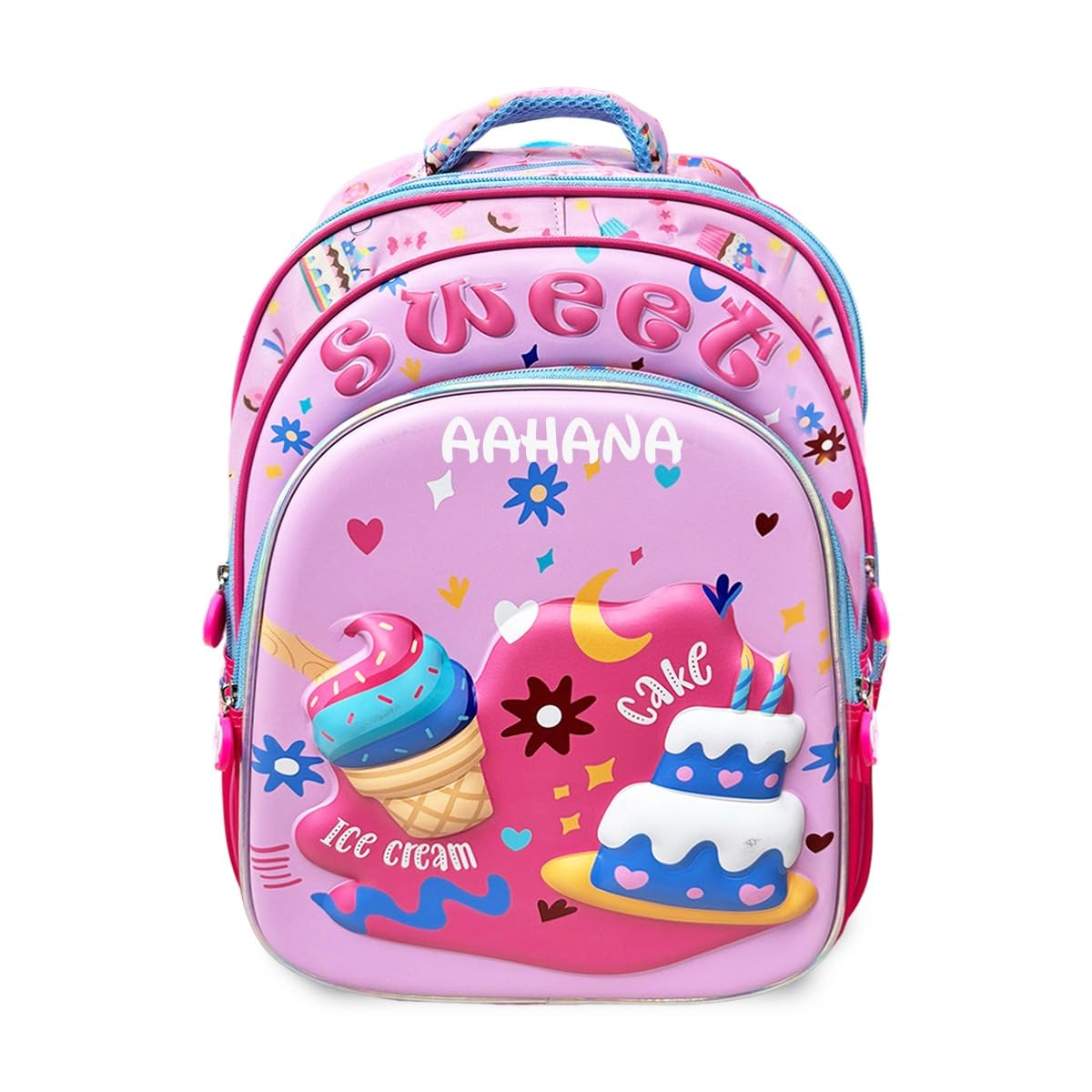homafy Customized School Bag for Girls | Pink bag for Kids | 8-13 years school bag for girl | Icecream candy bags for girls 16 inches bag-picture-38