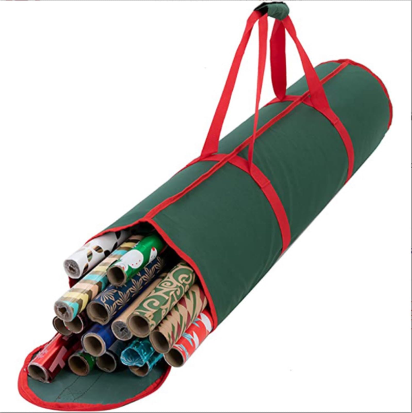 Sac Sapin NoëL Sac De Rangement D'ornements Noël avec Poignées, Style Cylindre Vert À Double Fermeture Éclair Rangement