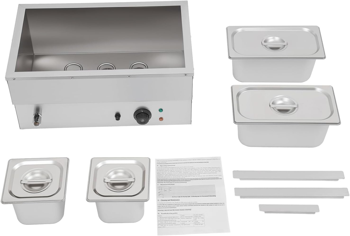 110V 4-Pan Commercial Buffet Food Warmer,Electric Stainless Steel Steam Table with Temperature Control,Professional Buffet Server Food Warming Tray for Catering and Restaurants Use