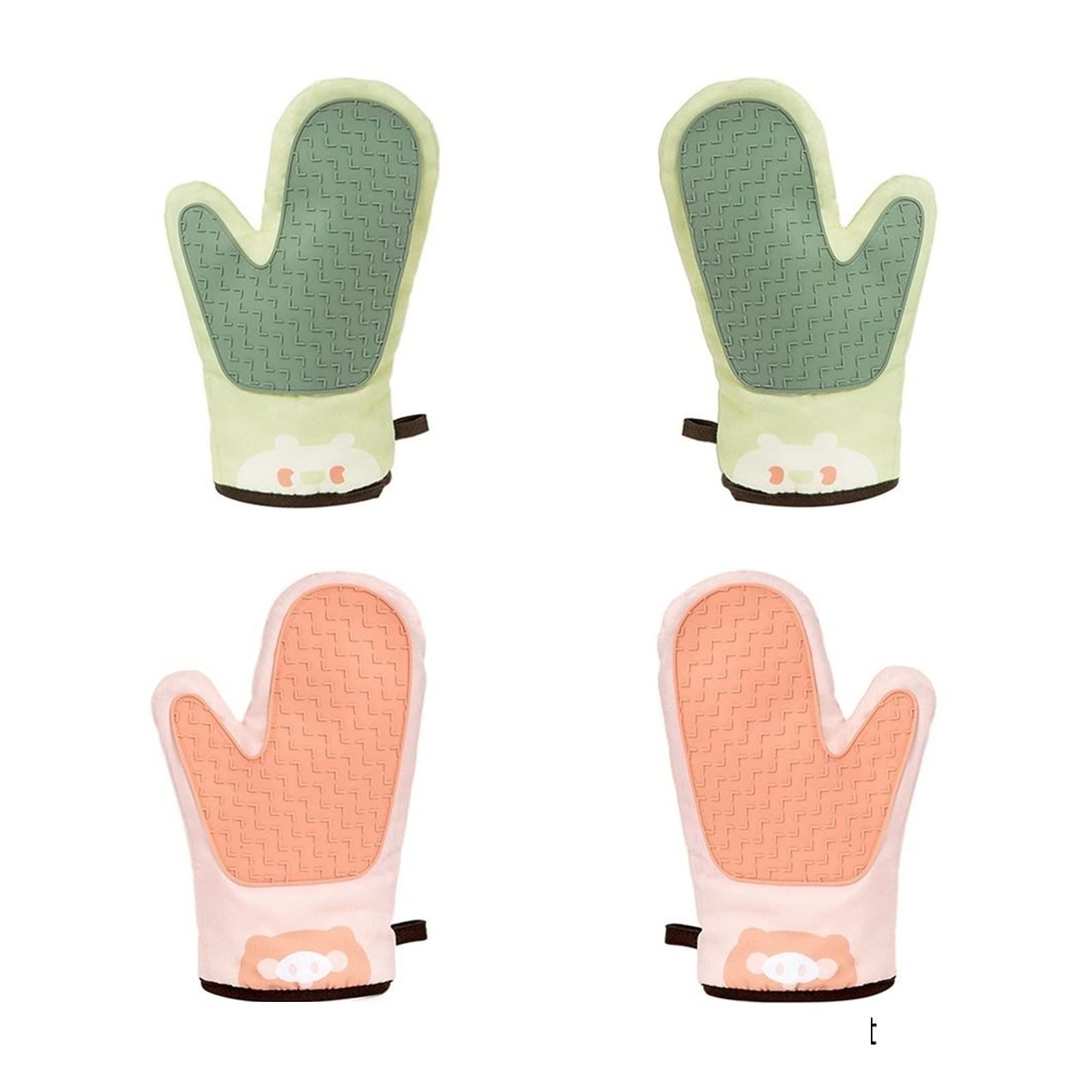 Gants de Cuisine antidérapants, résistants à la Chaleur et Anti-brûlures for Micro-Ondes, Gants isolants en Coton(Green)
