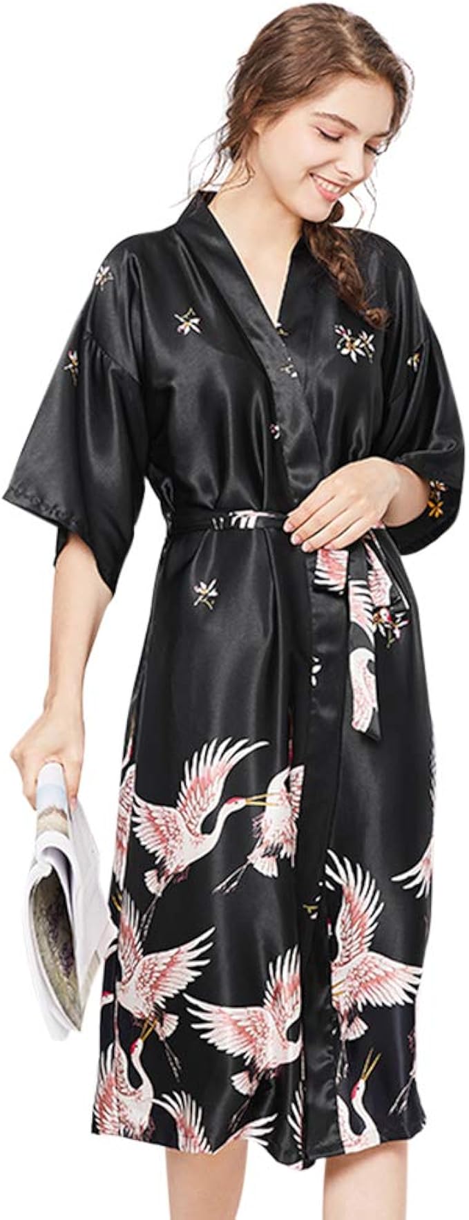 faux silk robe
