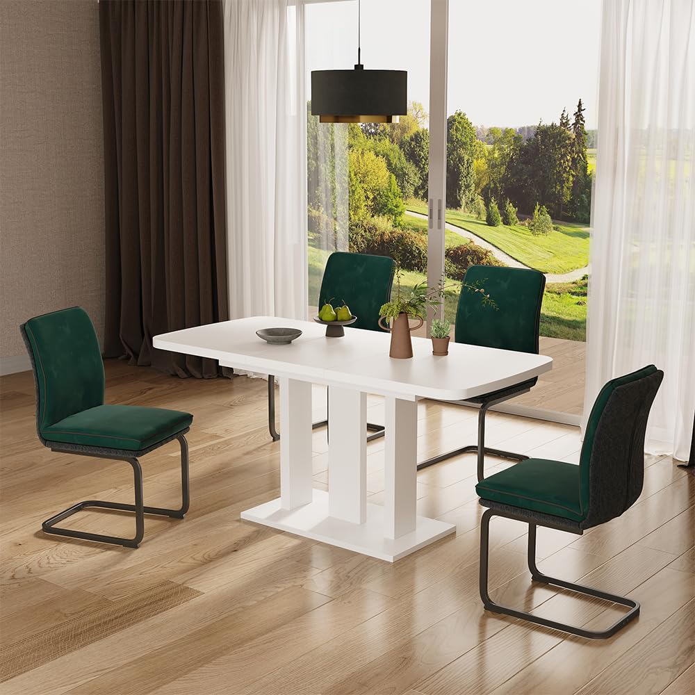 Vicco Esstisch Fenaro, Weiß, 120-160 x 80 cm | 2 Teile, ausziehbar mit Einlegeplatte zur flexiblen Tischverlängerung
