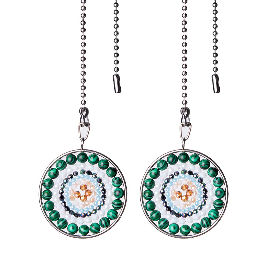 LONGSHENG Mandala Beads Tree of Life Fan Pull Chain Fan Light Replacement Extender Pull Chain, Pack of 2
