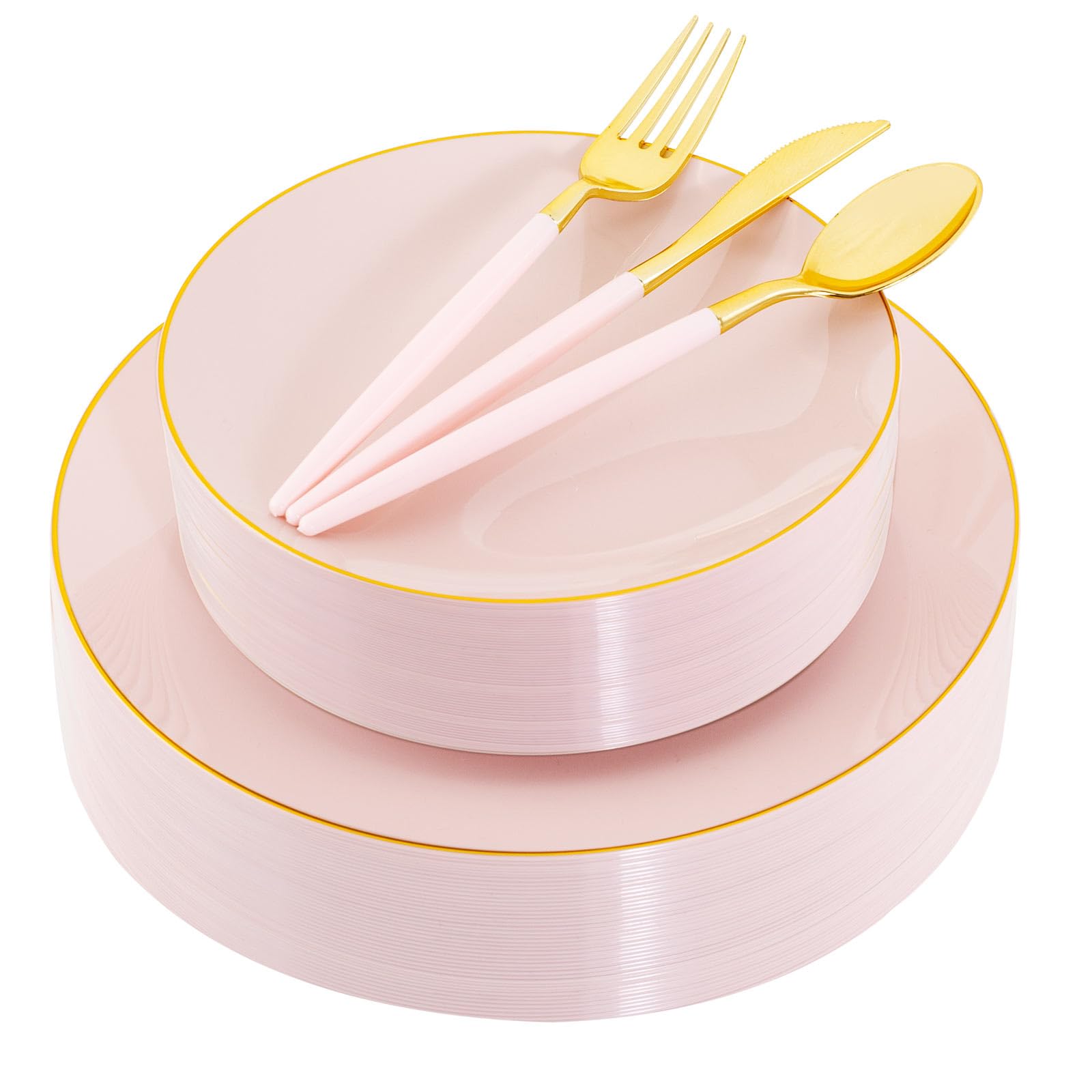 Photo 1 of ***SEE NOTES*** 
Liacere 150PCS Pink Plastic Plates-Gold Plastic Silverware with Pink Handle - Pink Disposable Plates Include 30 Guests Plates, Forks, Spoons, Knives for Wedding & Party
