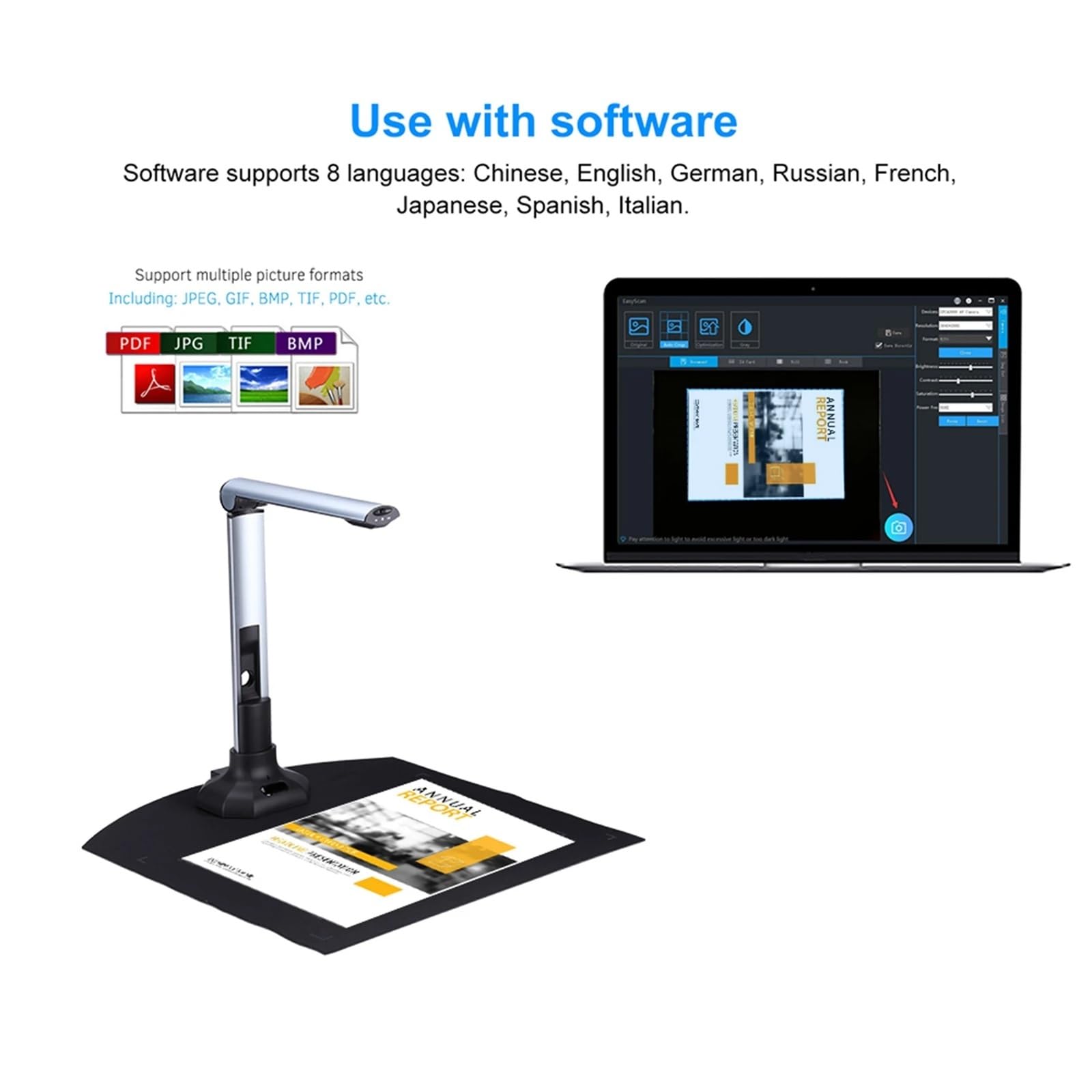 Scanner for documenti 10MP HD Telecamera for portatile pieghevole for fatture Carte d'identità Libri Riviste for ad alta definizione